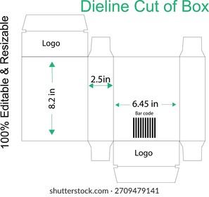 The Dieline cut of Box for packaging fully editable