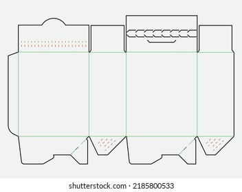 a die-line design for a packaging box with an auto lock and top tear lock model