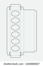 a die-line design for a packaging box with an fold lock and elips hole model