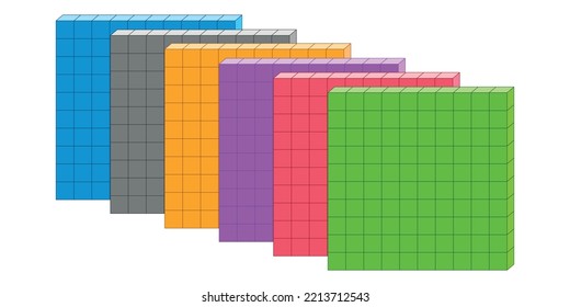 Dienes bloques planos. Base diez contando. Colocar valor con diez bloques base.