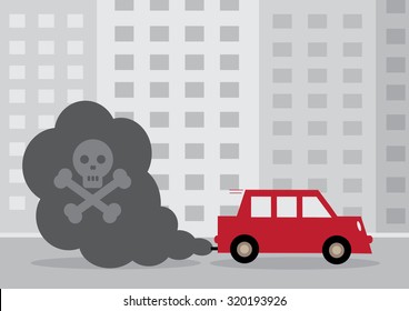 A Diesel Car's Toxic Exhaust Fumes Containing A Skull And Cross Bones.