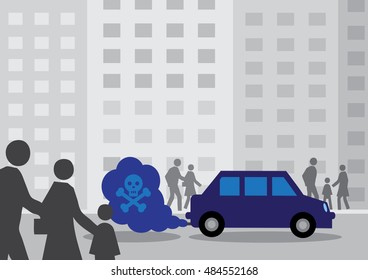 A Diesel Cars Toxic Exhaust Fumes Containing A By A Skull And Cross Bones.