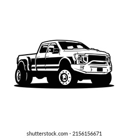 Diesel dually truck silhouette side view vector isolated in white background