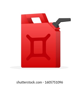 Diesel fuel. Red canister isolated on white background. Vector stock illustration.