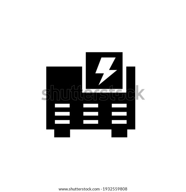 Diesel generator glyph icon. Clipart image\
isolated on white\
background.
