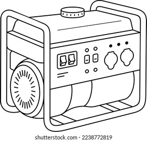 Diesel generator. Vector outline illustration.