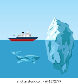 Diesel Icebreaker Ship Iceberg Whale Flat Stock Vector (Royalty Free ...