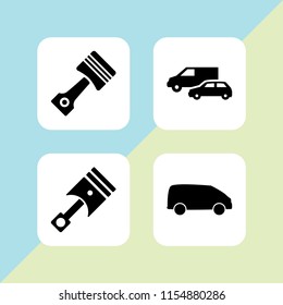 diesel icon. 4 diesel set with van and piston vector icons for web and mobile app
