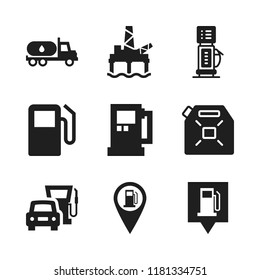 diesel icon. 9 diesel vector icons set. gas station pin, gas station point and oil mining in the sea icons for web and design about diesel theme