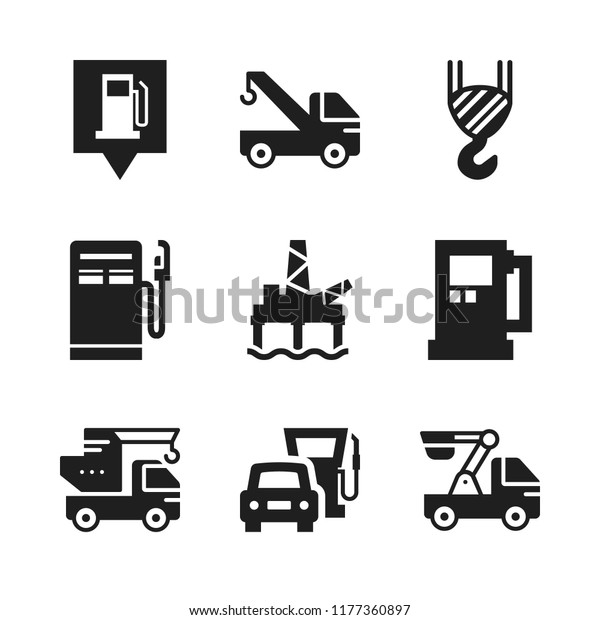 diesel icon. 9 diesel vector icons set. oil mining\
in the sea, crane and gas station pin icons for web and design\
about diesel theme