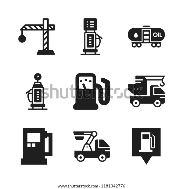 diesel\
icon. 9 diesel vector icons set. tank wagon, gas station pin and\
crane icons for web and design about diesel\
theme