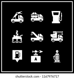 diesel icon. 9 diesel vector set. crane, gas station, fuel dispenser and gas icons for web and design about diesel theme