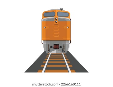 Diesel locomotive. Front view. Simple flat illustration.