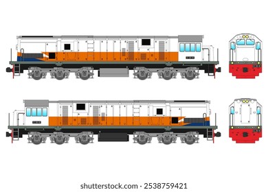 Diesel Locomotive Vector Illustration Set 42