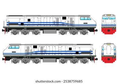 Diesel Locomotive Vector Illustration Set 43