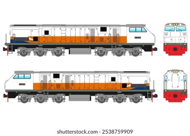 Diesel Locomotive Vector Illustration Set 44