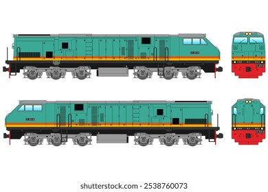 Diesel Locomotive Vector Illustration Set 45