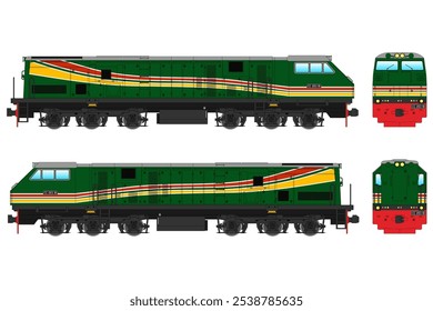 Diesel Locomotive Vector Illustration Set 46