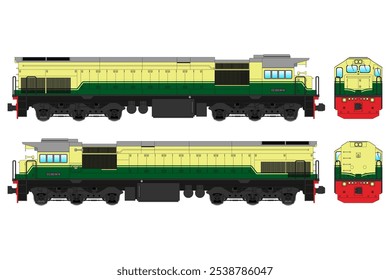 Diesel Locomotive Vector Illustration Set 47