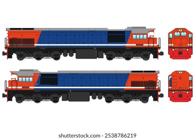 Diesel Locomotive Vector Illustration Set 48