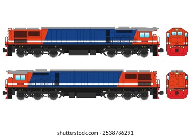 Diesel Locomotive Vector Illustration Set 49