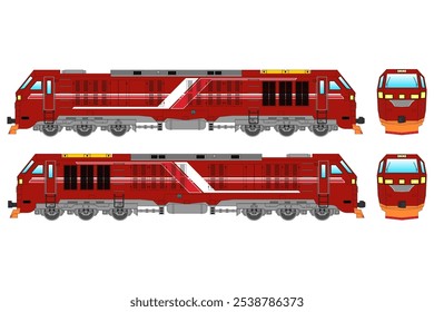 Diesel Locomotive Vector Illustration Set 50