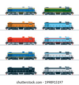 A diesel locomotive. Vector image in several color options