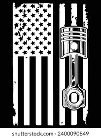 Diesel mechanic American flag - EPS file for cutting machine. You can edit and print this vector art with EPS editor.