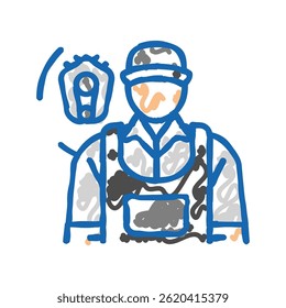 vetor de esboço do ícone do trabalhador do reparo mecânico do diesel. sinal do trabalhador do reparo do mecânico do diesel. ilustração do símbolo isolado
