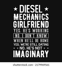 Diesel mechanics girlfriend vector graphic T-shirt design, illustrations tee t-shirt