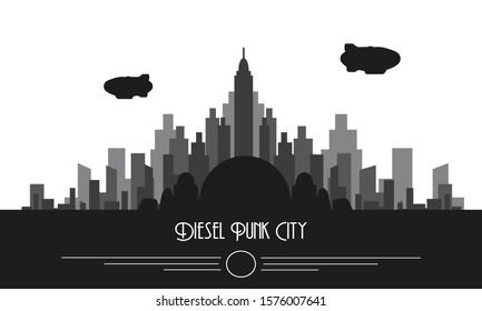 Diesel Punk Skyline City Vector