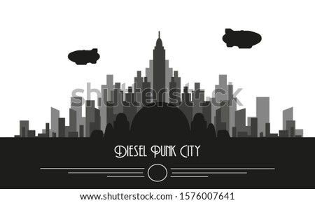 Diesel Punk Skyline City Vector