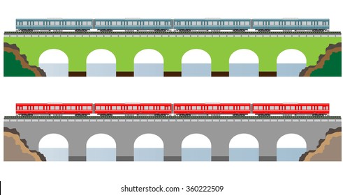 Diesel Railcar train and bridge