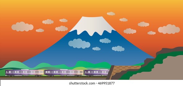 Diesel Railcar train and tunnel with Big Mountain background