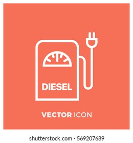 diesel station line vector icon