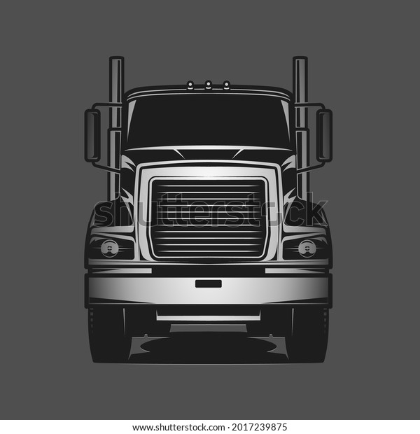 diesel\
truck classic grey vector  background  front view\
