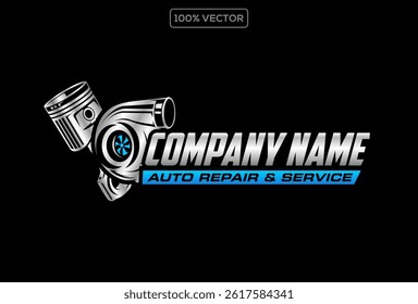 diesel turbo automotive repair logo design template 