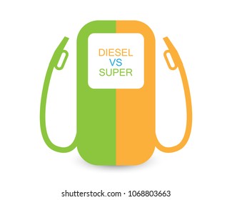 Diesel vs Super. Vector graphic illustration EPS 10