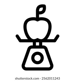 Diet apple icon with simple and line style