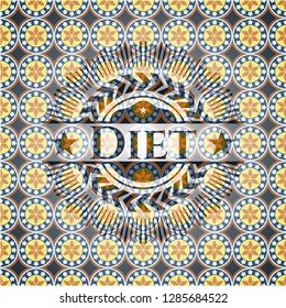 Diet arabic style badge. Arabesque decoration.