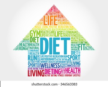 Diet arrow word cloud, health concept