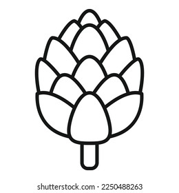 Vector de contorno de icono de alcachofa dietética. Planta de alimentos. Follaje de ensalada