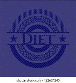 Diet badge with denim background