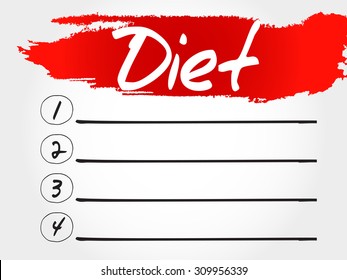Diet blank list, health concept