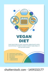 Diet brochure template layout. Vegetarian lifestyle flyer, booklet, leaflet print design with linear illustrations. Vector page layouts for magazines, annual reports, advertising posters