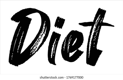 diet Brush Hand drawn writing Typographic Text on White Background 