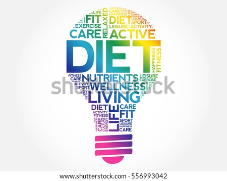 DIET bulb word cloud collage, health concept background