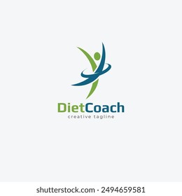 Diet coach, weight loss, woman body, physical fitness, physical therapy logo template