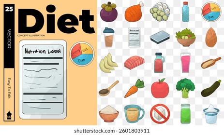 diet concept illustrations. Set of diet vector illustrations