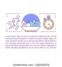 Diet concept linear illustration. Healthy nutrition, eating. Article, brochure, magazine page layout with text boxes. Mealtime. Print design. Vector isolated outline drawing